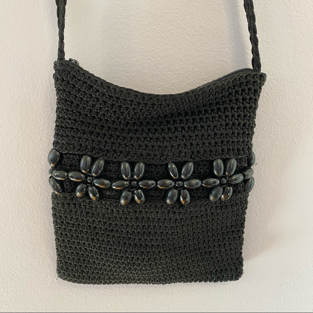 black crochet bag